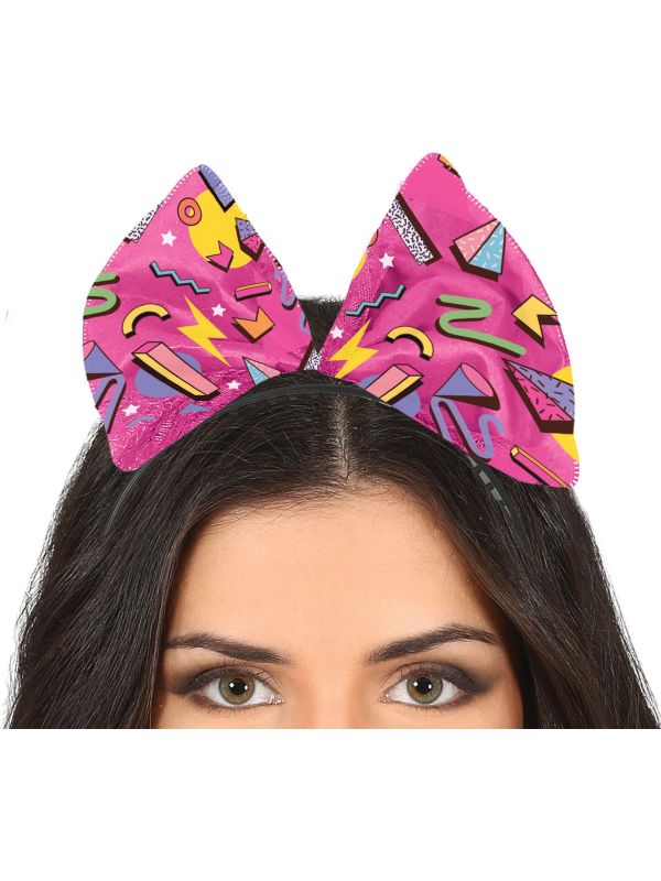 Vlinderstrik Roze 80's Haarband