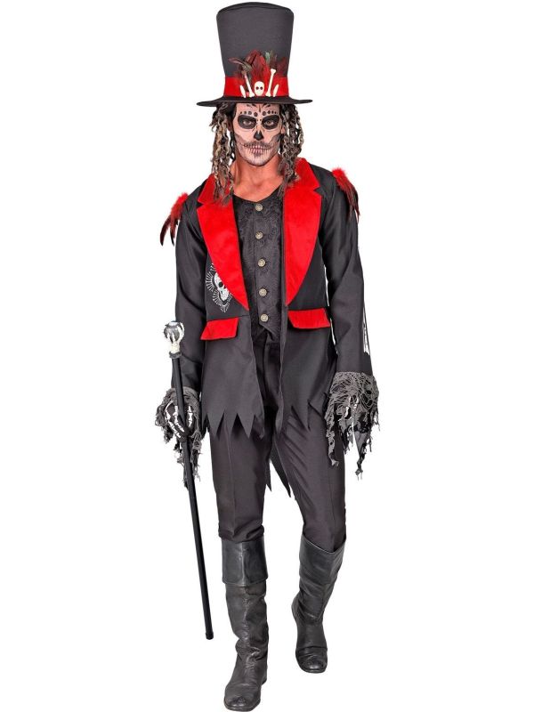 Voodoo Jas Dia de los Muertos Zwart Heren met Hoed