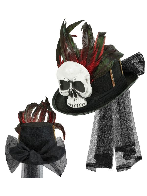 Voodoo Skull Hoge Hoed Zwart Dames Heren