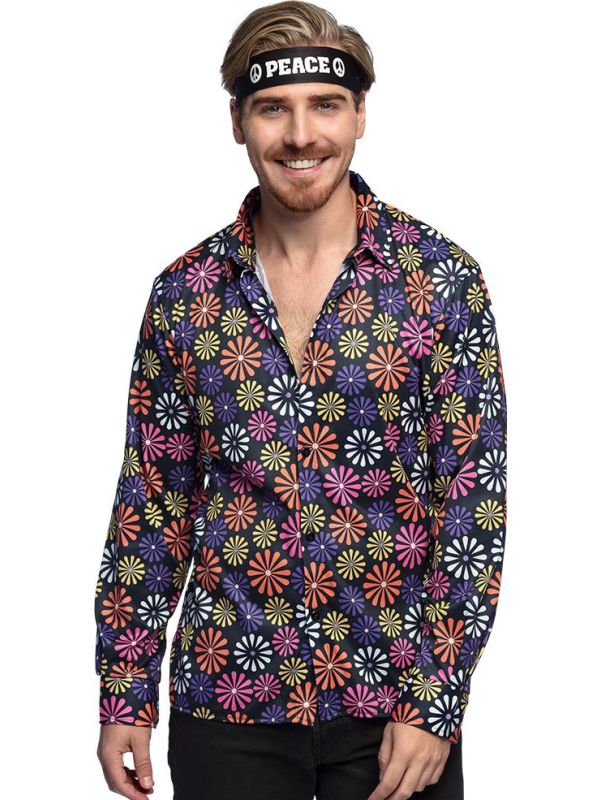 Vrolijk Flower Power Hippie Shirt Heren