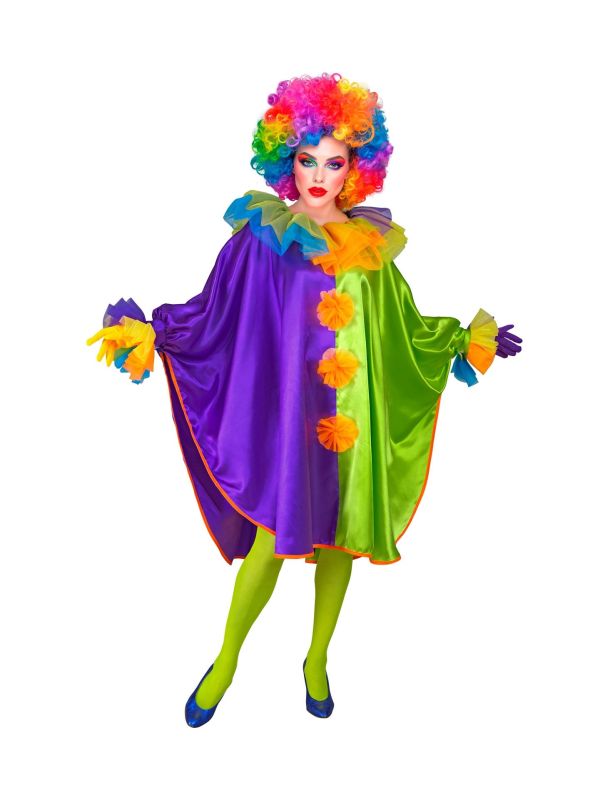 Vrolijke Clown Poncho Dames Paars Groen