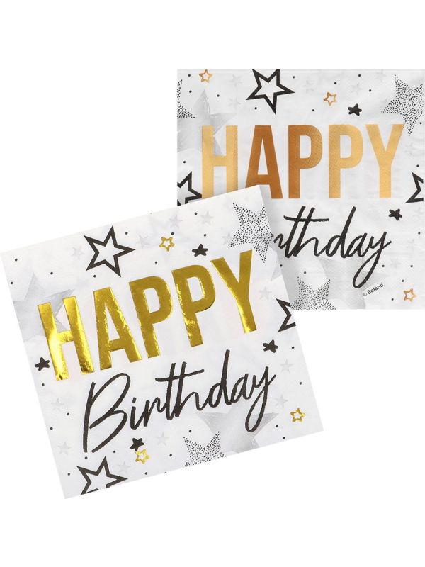 Vrolijke Verjaardag Servetten set 20 Stuks Goud