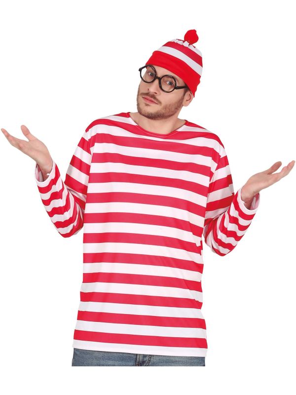Waar Is Wally Outfit Bril Muts Shirt