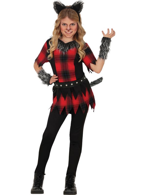 Weerwolf Kostuum Meisjes Zwart Rood