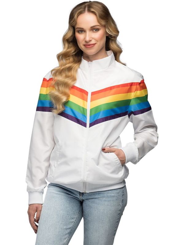 Wit 90's Regenboog Trainingsjas Dames