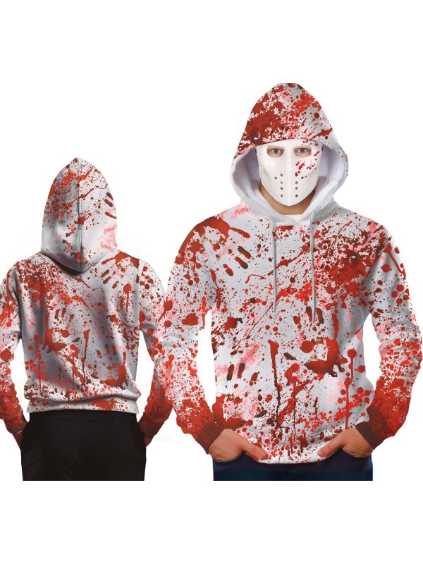 Wit Bebloed Halloween Hoodie met Masker
