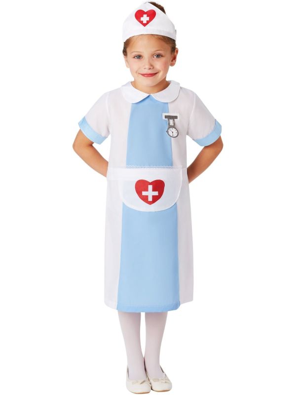 Wit Blauwe Verpleegster Kostuum Meisjes