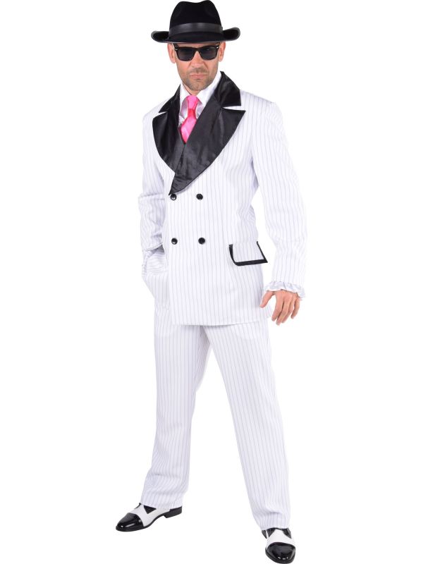 Wit Gestreept Gangster Outfit Mannen