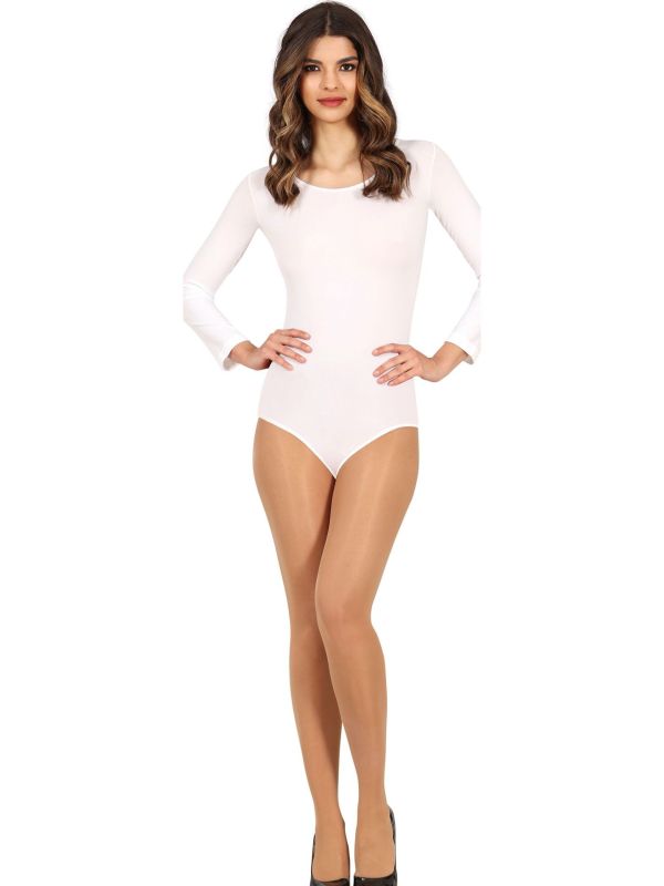 Wit Lange Mouwen Leotard Dames