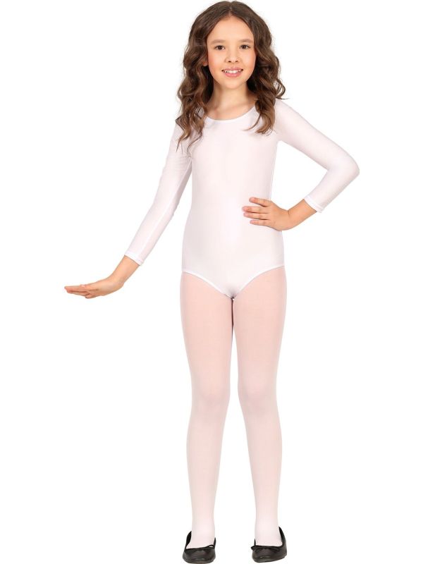 Wit Lange Mouwen Leotard Kind