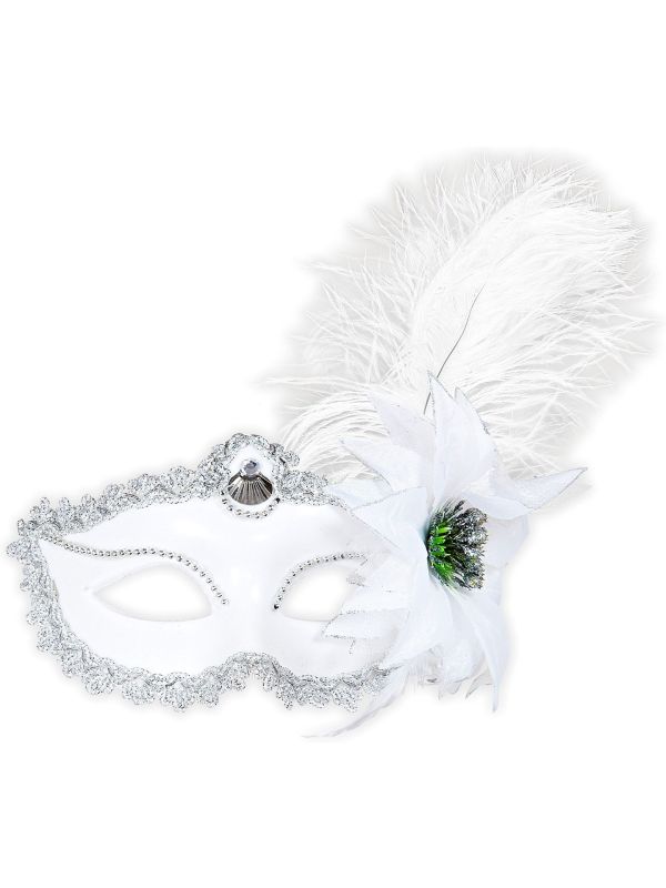 Wit Oogmasker met Veer en Roos