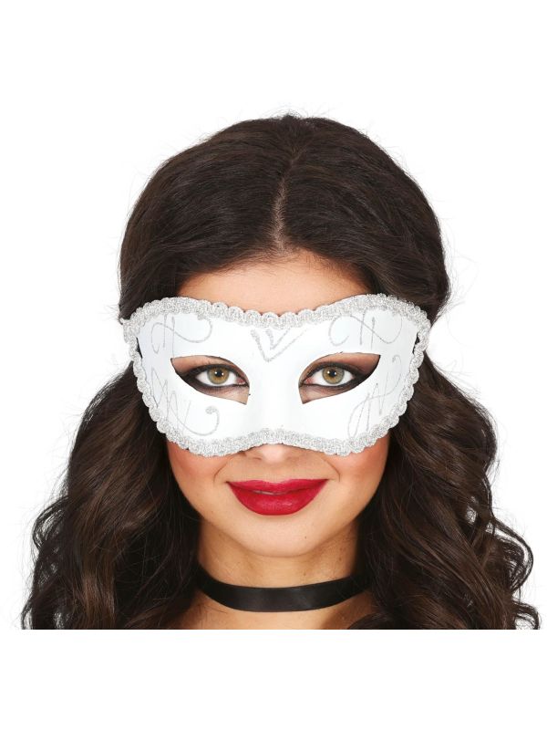 Wit Sierlijk Oogmasker Venetiaans Carnaval