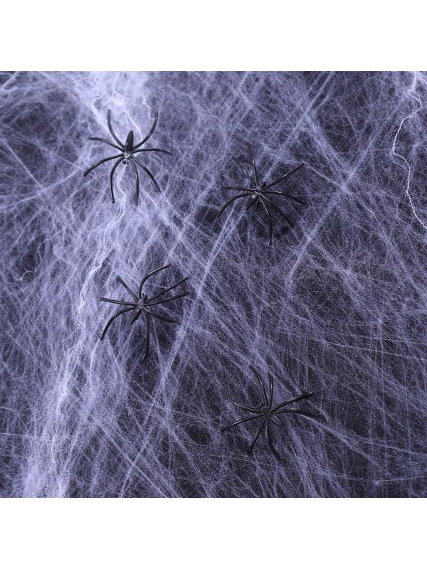 Wit Spinnenweb XXXL 1000 gram met 12 Nep Spinnen Halloween