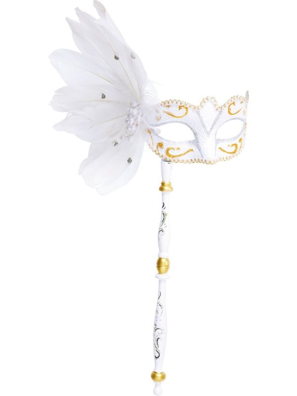 Wit Venetiaans Masker Op Stokje