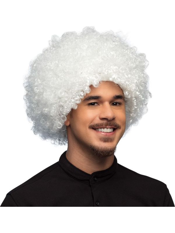 Witte 70's Disco Afro Pruik