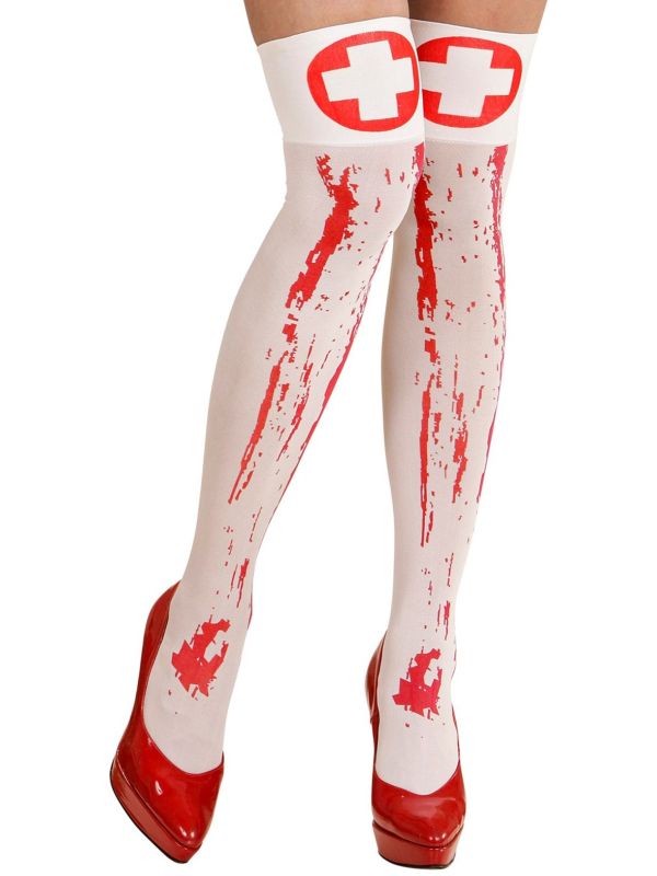 Witte Bebloede Verpleegster Kousen