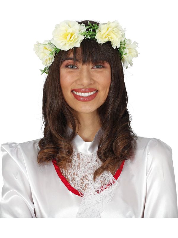 Witte Bloemen Bruidje Hoofdband