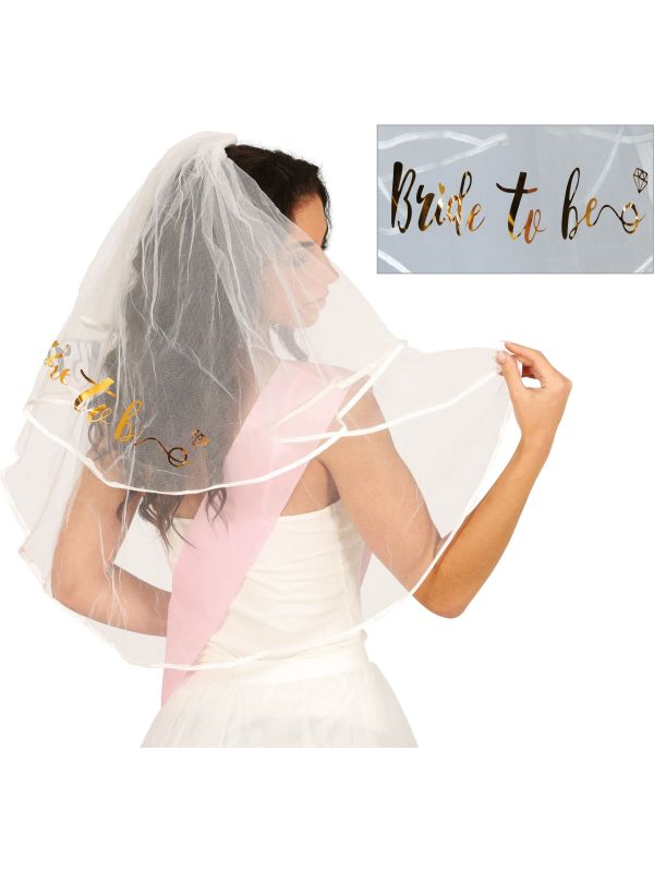 Witte Bruidsluier Bride To Be 70cm