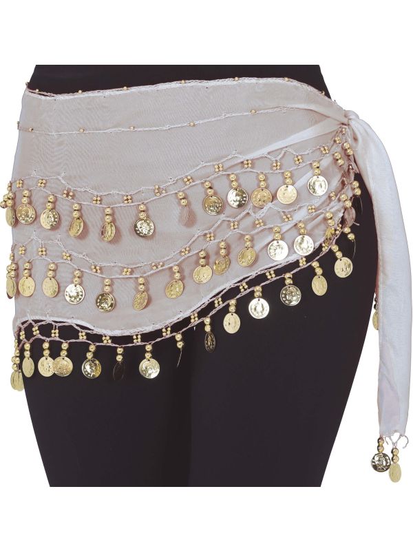 Witte Buikdanseressen Rok met Munten Dames