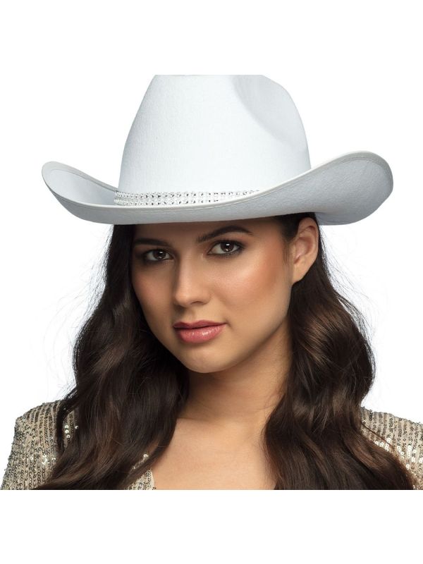 Witte Cowboyhoed met Glitterrand