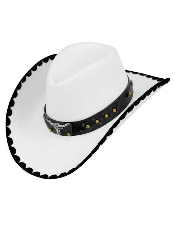 Witte Cowboyhoed met Zilveren Stier