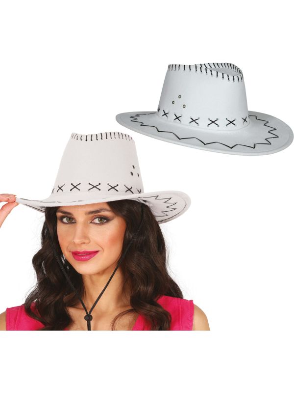 Witte Cowboyhoed Suède Look Volwassenen