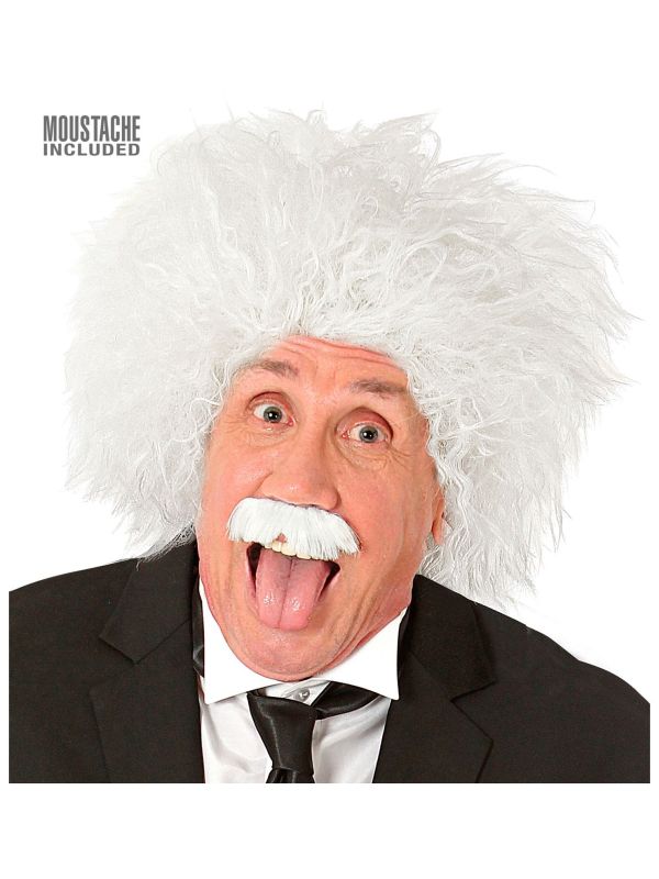 Witte&#x20;Einstein&#x20;Pruik&#x20;met&#x20;Snor
