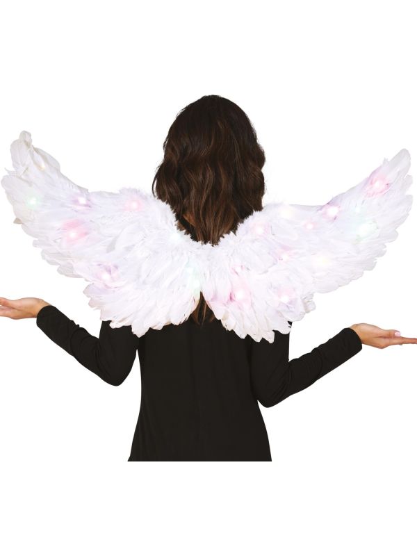 Witte Engel Vleugels Veren met Lampjes 80X40cm