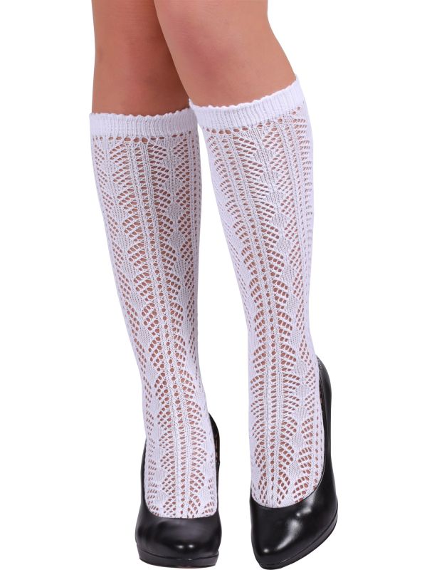Witte Gehaakte Kniekousen Dames Oktoberfest Dirndl