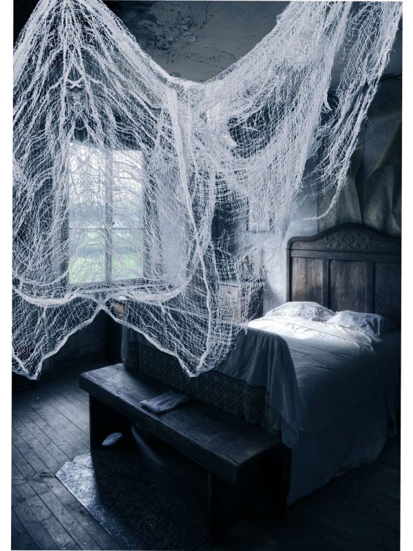 Witte Griezel Stof Halloween Decoratie