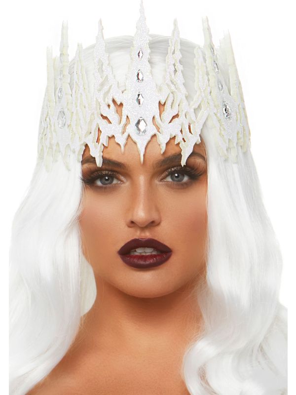Witte Kroon met Zilveren Juwelen