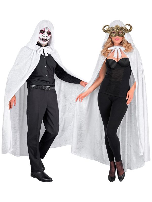 Witte Lange Cape met Capuchon