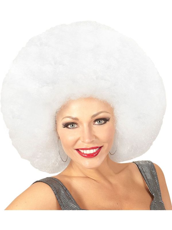 Witte Maxi Afro Pruik
