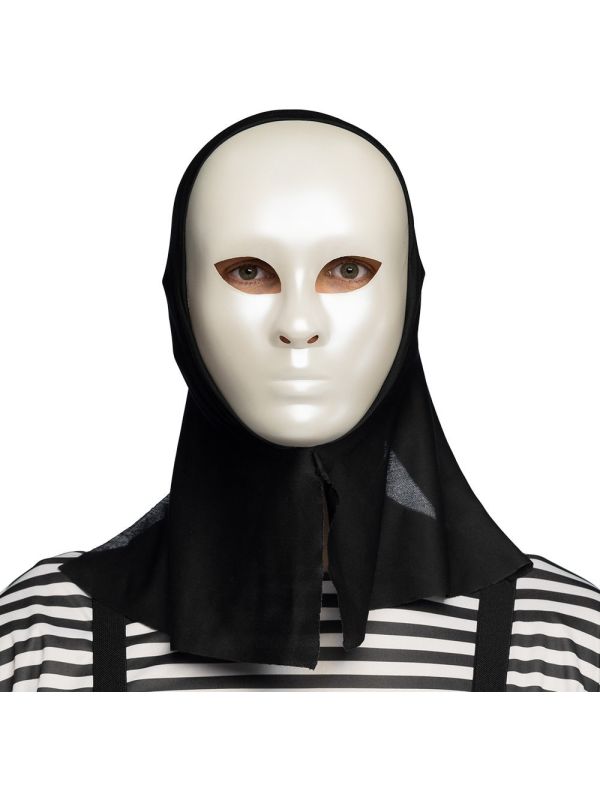 Witte Mime Masker met Kap