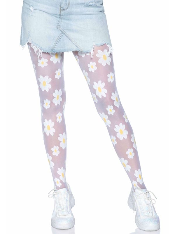Witte Panty met Hippie Bloemen