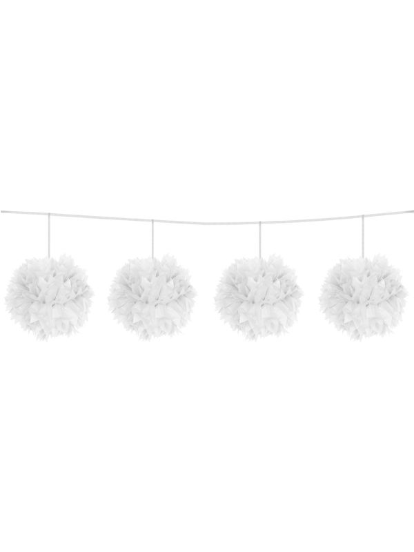 Witte Pompom Slinger 3 Meter