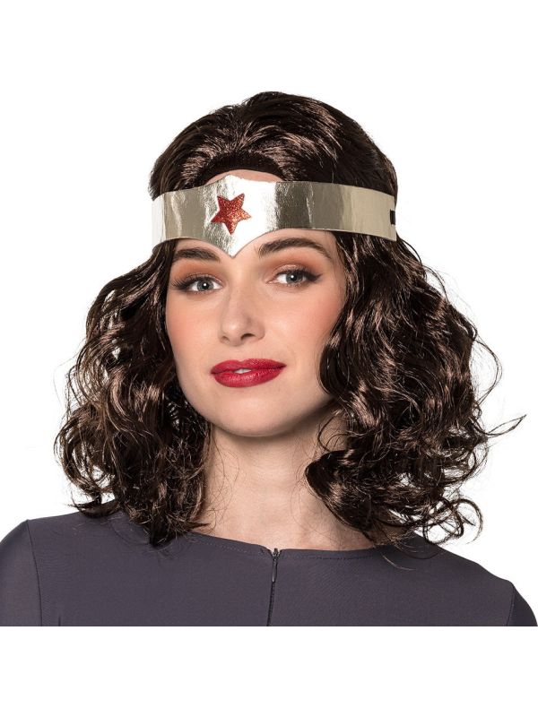 Wonder Woman Pruik met Hoofdband Dames