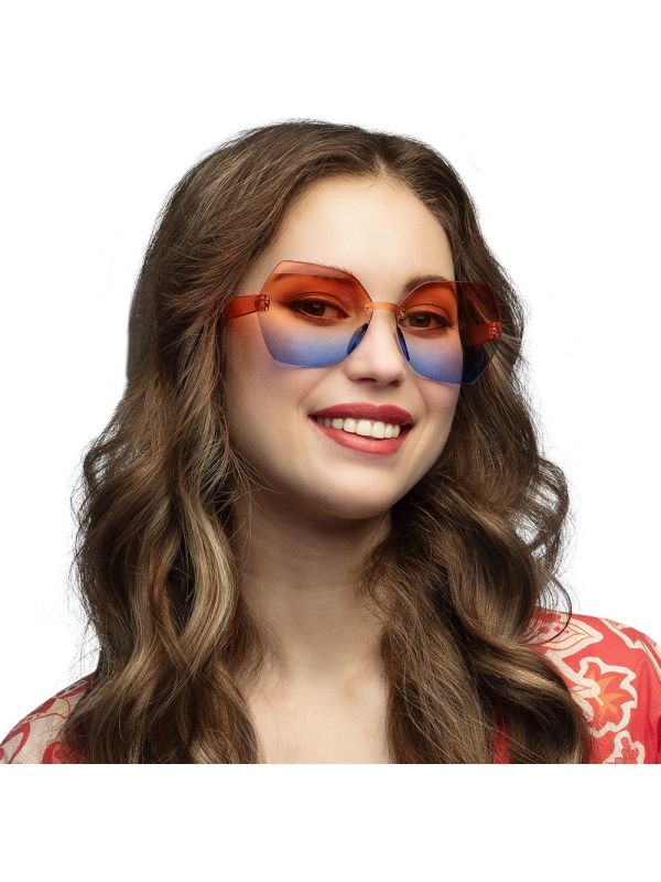 Woodstock Hippie Zonnebril Rood Blauw