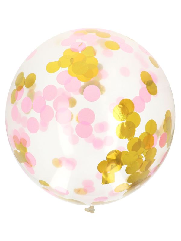 Xl Confettiballon Goud Roze
