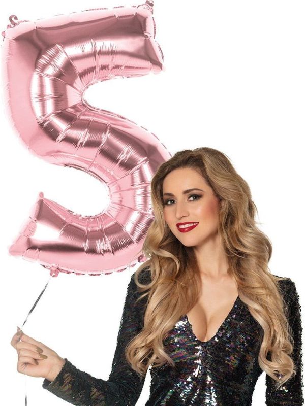 Xxl Rosegoud Folieballon Cijfer 5