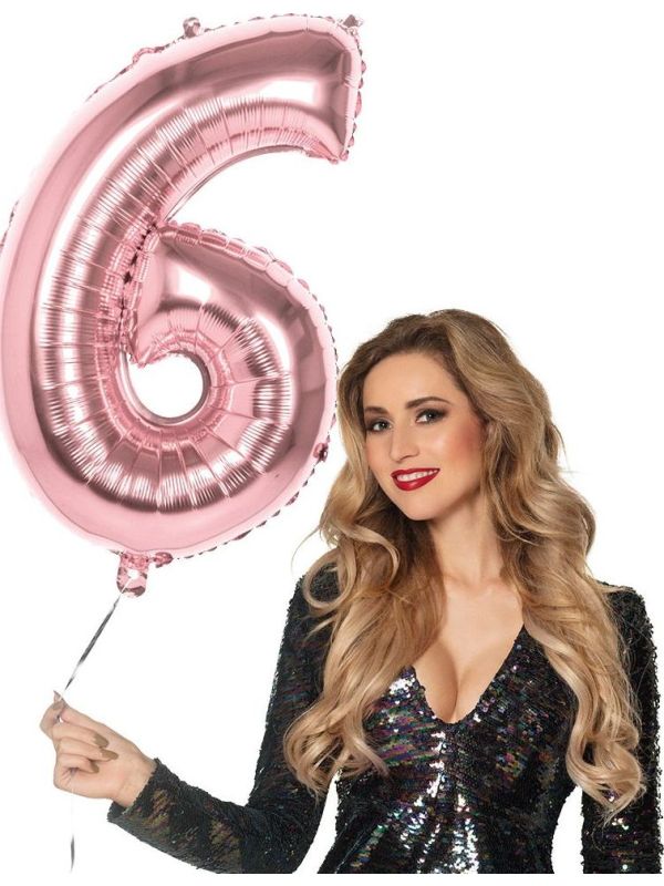 Xxl Rosegoud Folieballon Cijfer 6