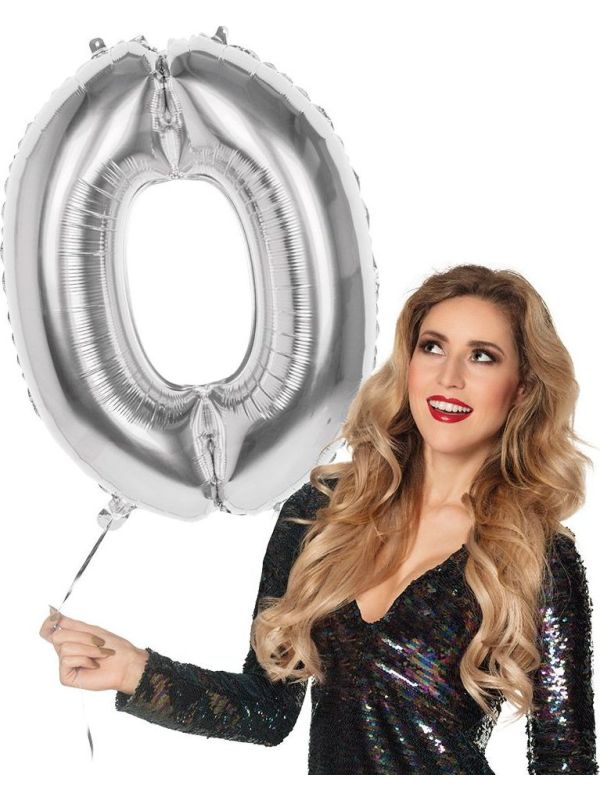 Xxl Zilveren Folieballon Cijfer 0