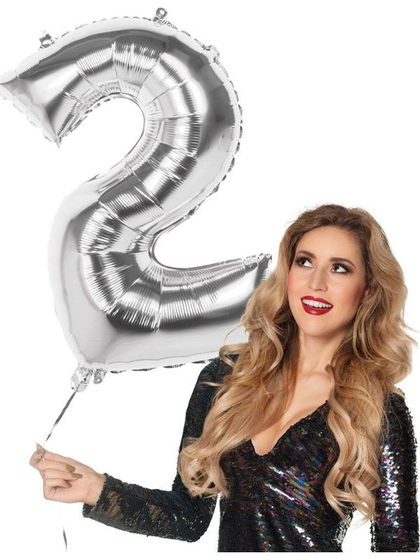 Xxl Zilveren Folieballon Cijfer 2