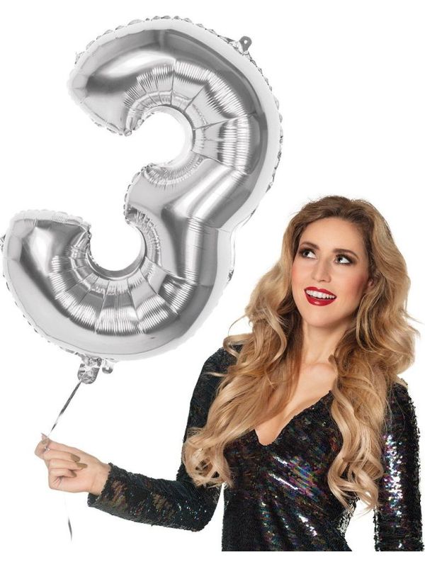Xxl Zilveren Folieballon Cijfer 3