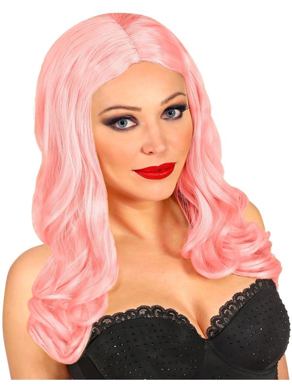 Zacht Roze Roxy Pruik