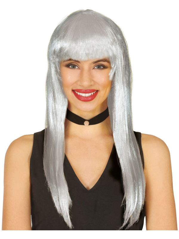 Zilver Grijze Pruik met Pony