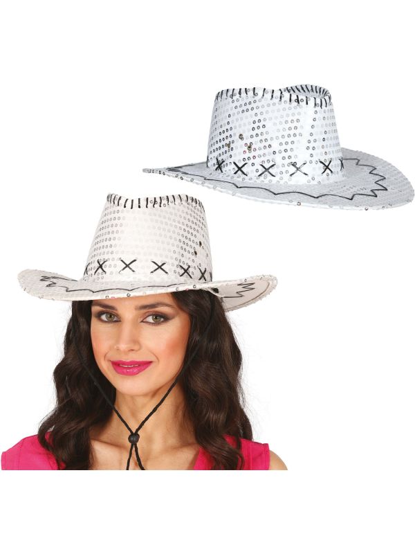 Zilver Pailletten Cowboyhoed Volwassenen