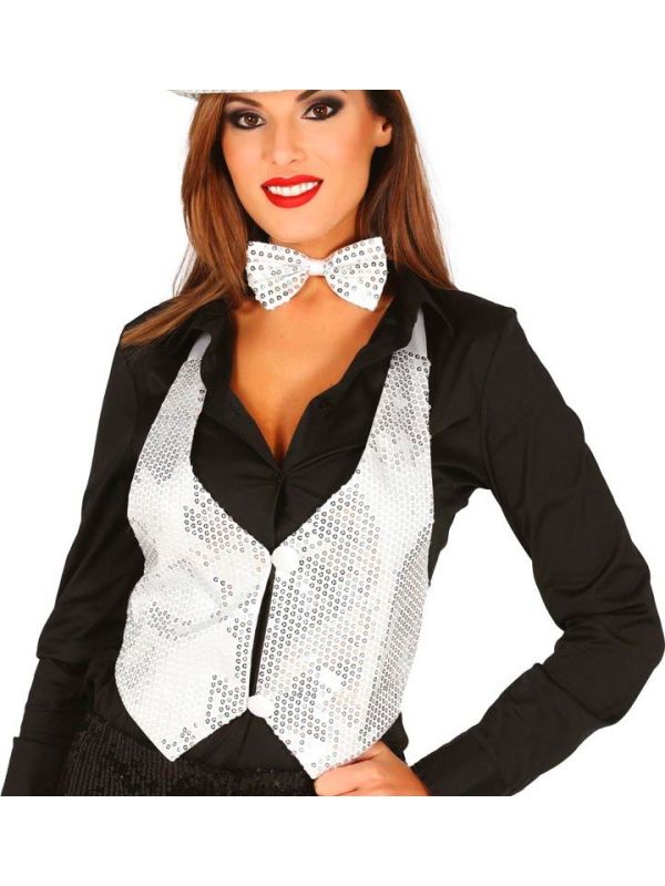Zilver Pailletten Gilet Dames