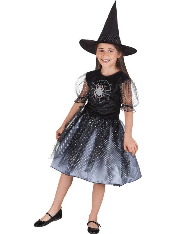 Zilver spinnenweb heks jurkje meisjes