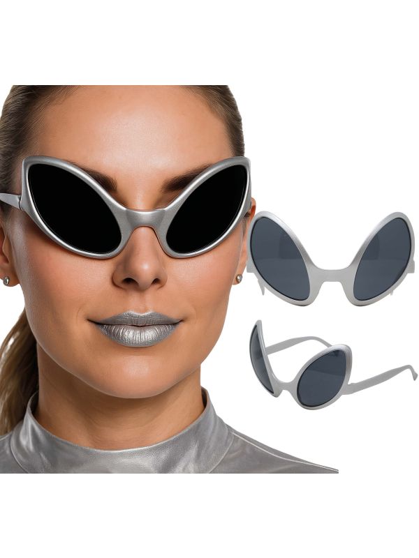 Zilveren Alien Bril Volwassenen